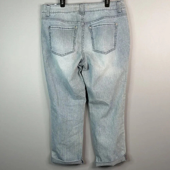 NINE WEST Vintage America Collection Jeans Blue Light Wash Stripe Boho Size 8 - Picture 5 of 10